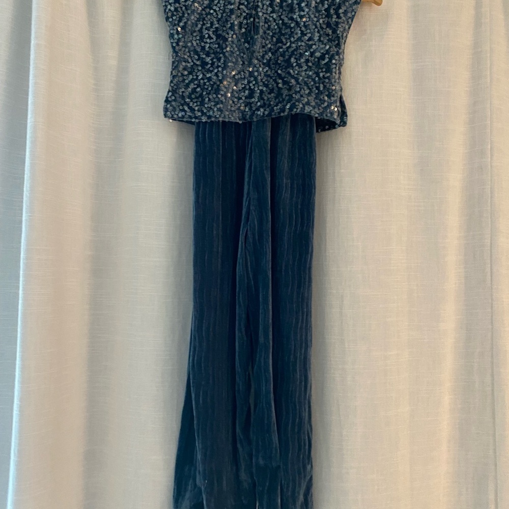 Blue Sequin and velvet romper  ZARA